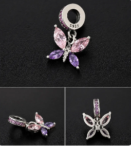 925 GEM DANGLE BUTTERFLY CHARM