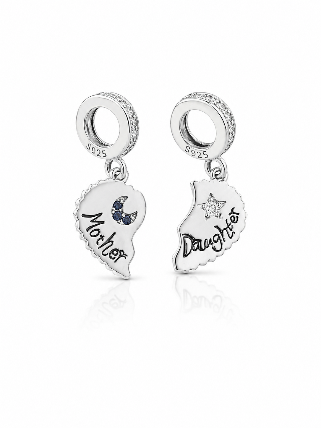 DANGLE SPLIT HEART SHAPED 'MOTHER & DAUGHTER CHARM