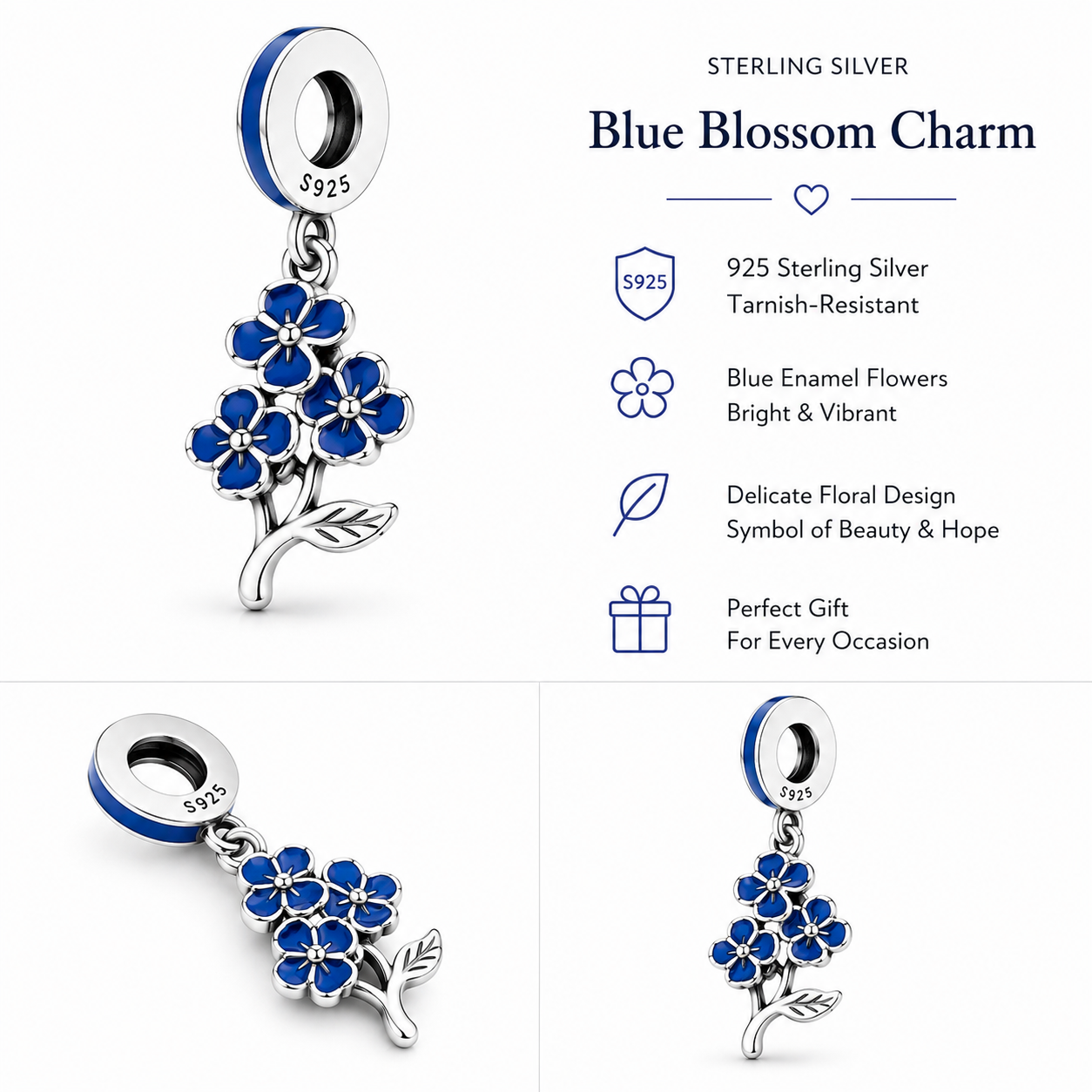 BLUE FLOWER DANGLE CHARM