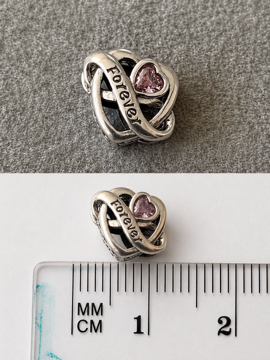 HEART SHAPED HEART CHARM 'FOREVER'