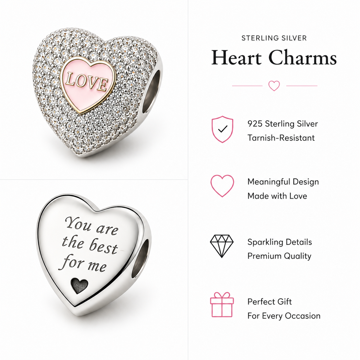 925 ENGRAVED HEART CHARM