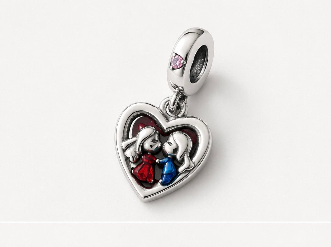 COUPLE DANGLE  CHARM WITHIN A HEART